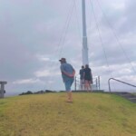Tourist from the Super-Duper-City (i.e. JAFA) checks out Flagstaff Hill. Russell